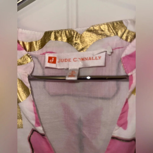 Jude Connally Pink and Gold Patterned Midi Dress - Picture 2 of 11